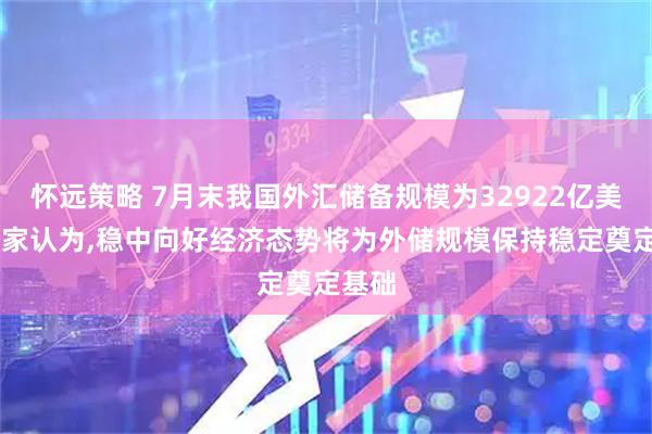 怀远策略 7月末我国外汇储备规模为32922亿美元 专家认为,稳中向好经济态势将为外储规模保持稳定奠定基础