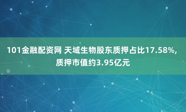 101金融配资网 天域生物股东质押占比17.58%, 质押市值约3.95亿元