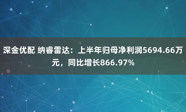 深金优配 纳睿雷达：上半年归母净利润5694.66万元，同比增长866.97%