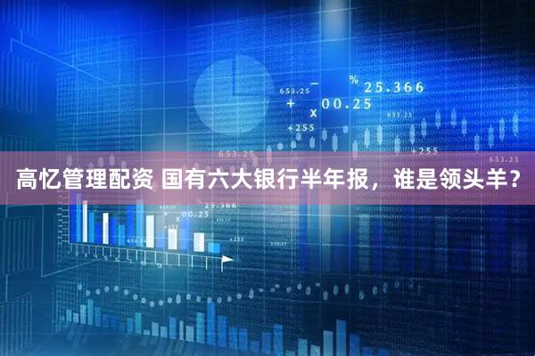 高忆管理配资 国有六大银行半年报，谁是领头羊？